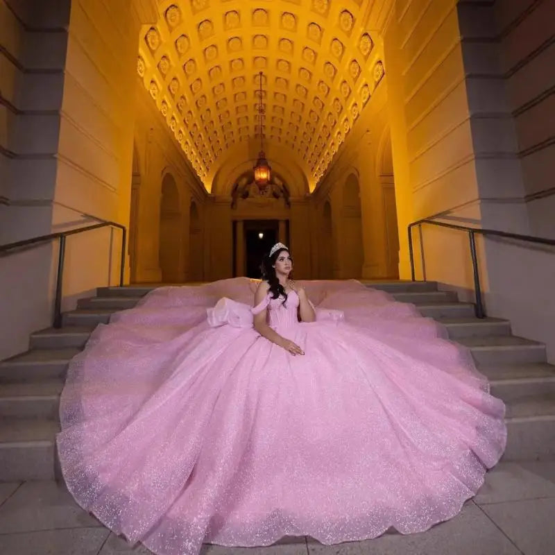 2025 New Quinceanera Dresses Ball Gown Vestidos De 15 Anos Glittering Floor-length Cinderella Princess Party Dresses Customized
