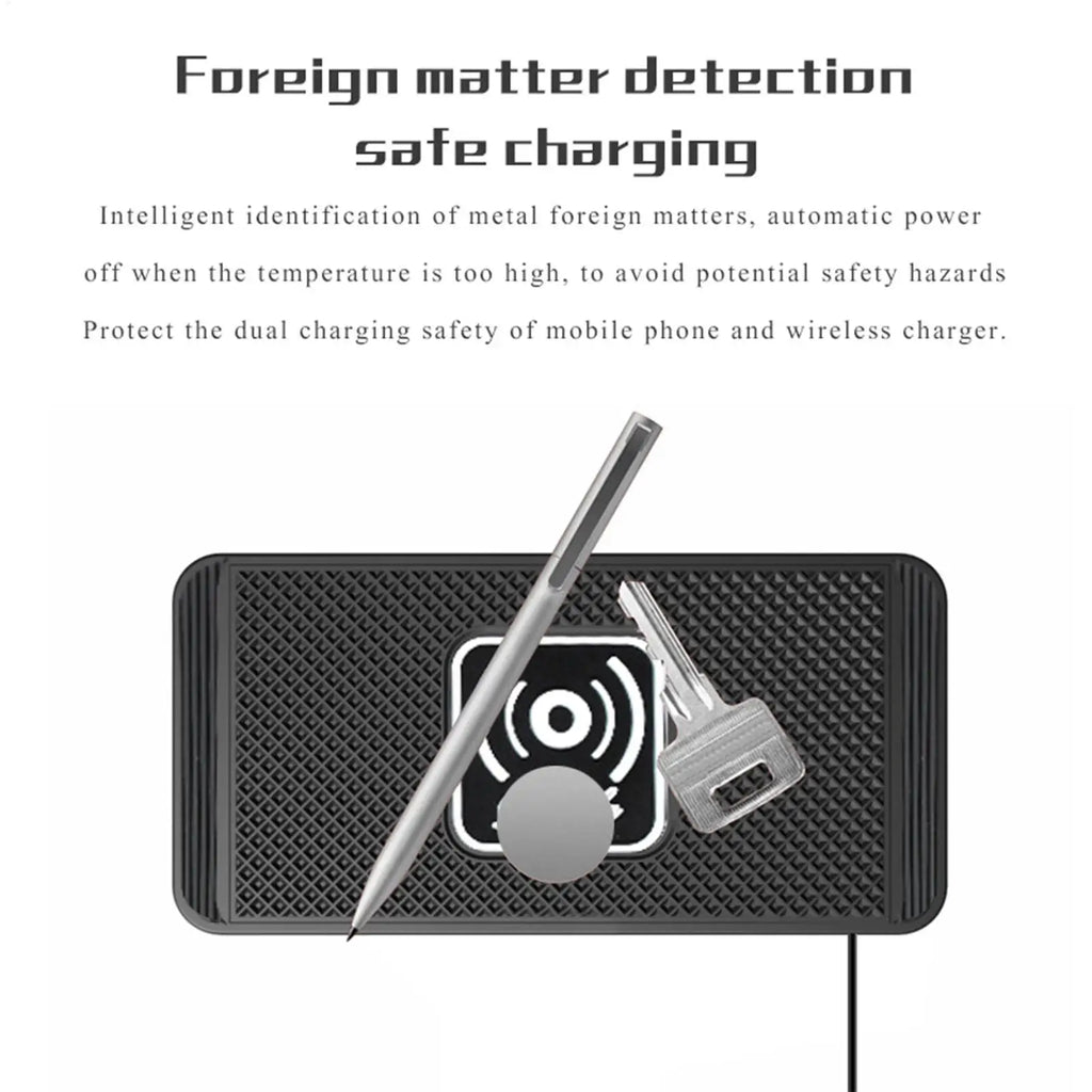 Wireless Phone Charger Wireless Car Charger Pad For Car 39 Inch Cable Automatic Sensing Non-Slip Charging Mat For Phone Vehicle
