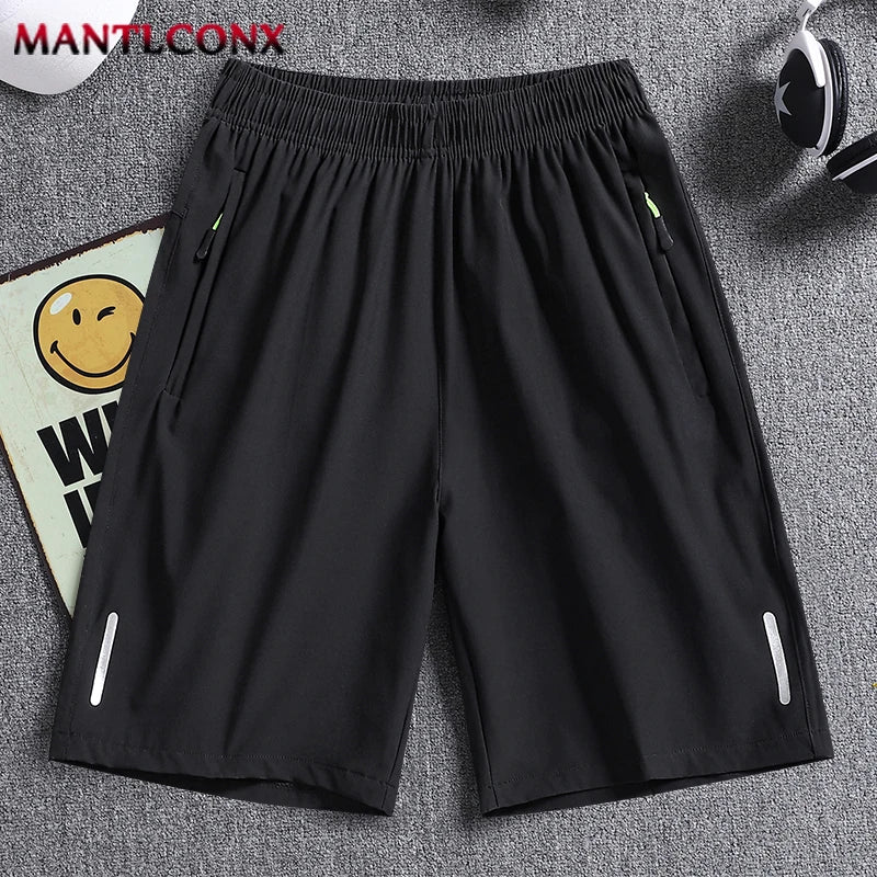 Quick Dry Shorts Men Summer Thin Short Pants Running Sports Bottom Gym Fitness Beach Zipper Pocket Loose Short Sweatpants Men