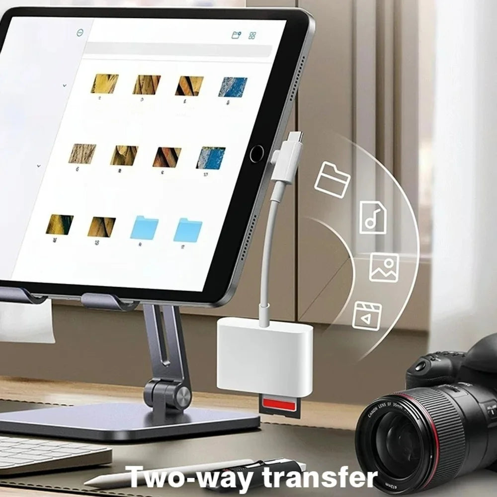3 in 2 OTG Card Reader Type-C Lightning to SD/TF/USB Memory Card Adapter For Laptops iPhone 17 Multi-Function Smart Card Reader