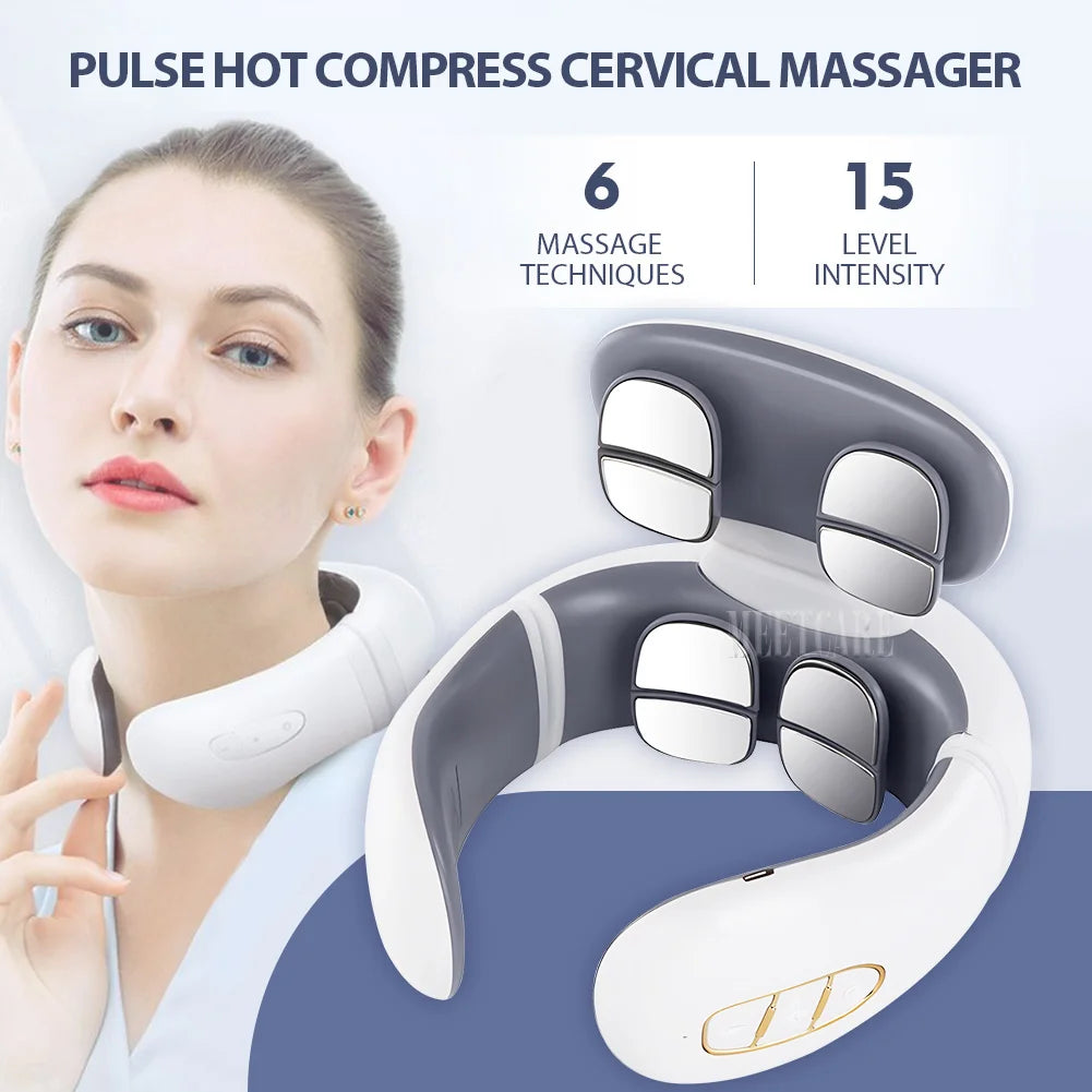 TENS Pulse Back Neck Massage 4 Models Electric Smart Shoulder Cervical Massager Muscle Beating Health Care Tool
