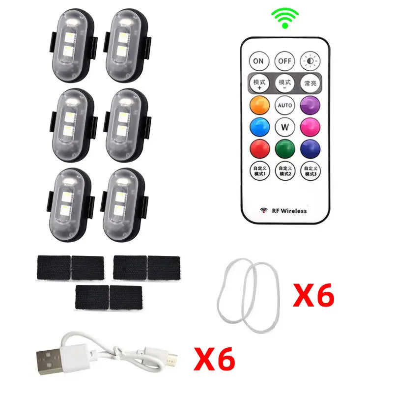 RGB Led Aircraft Strobe Light Remote Wireless Motorcycle Flash Light Warning Lights for Aircraft Airplane Helicopter Bike Car