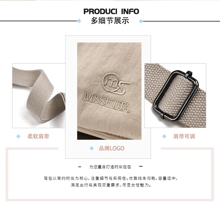 Nylon Crossbody Bag For Women Large Capacity Shoulder Bag Multi-pocket Female Bag Shopping Travel Lady Handbag Leisure Purse sac