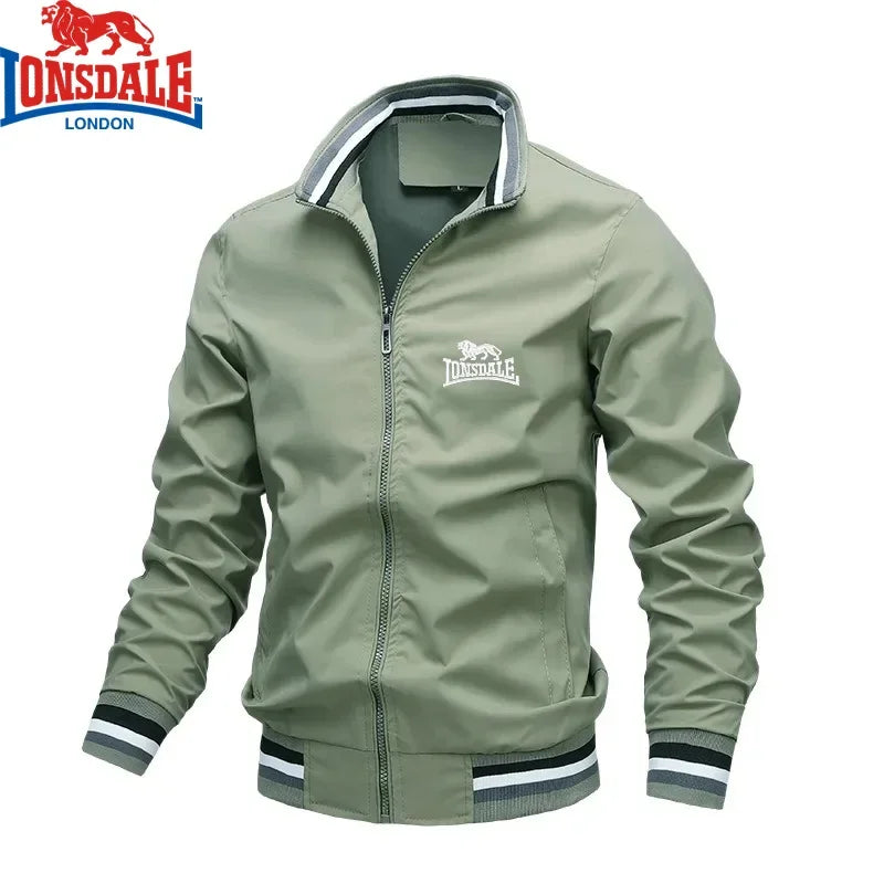 Embroidered Autumn and Winter Men's Stand Collar Casual Zipper Jacket Outdoor Sports Coat Windbreaker Jacket for Men Waterproof