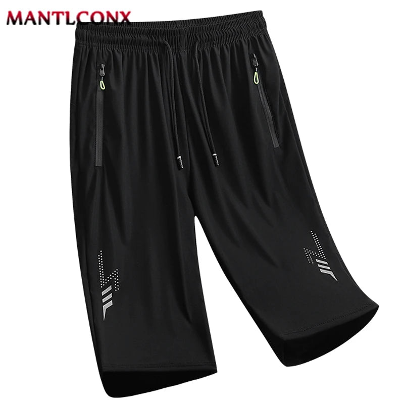 Quick Dry Shorts Men Summer Thin Short Pants Running Sports Bottom Gym Fitness Beach Zipper Pocket Loose Short Sweatpants Men