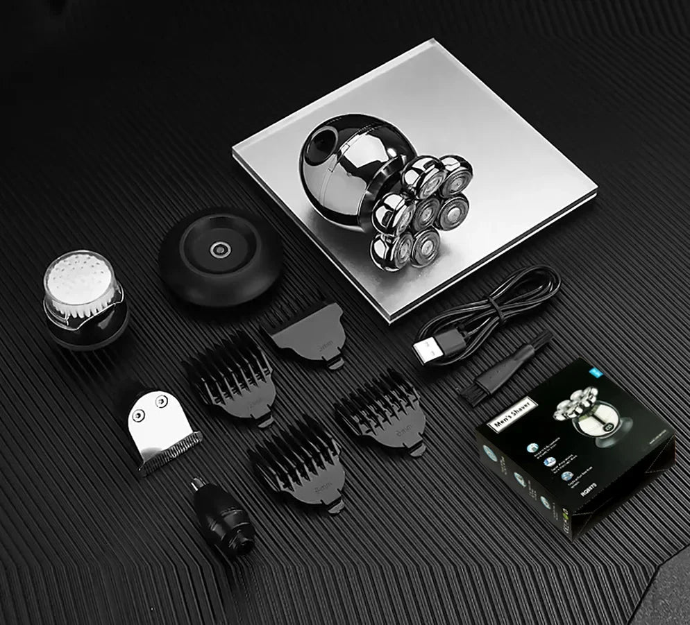 Tinsol 7D Floating Cutter Electric Shaver Head Base Charging Portable Men Beard Trimmer Clipper Skull Shaver Waterproof Shaving