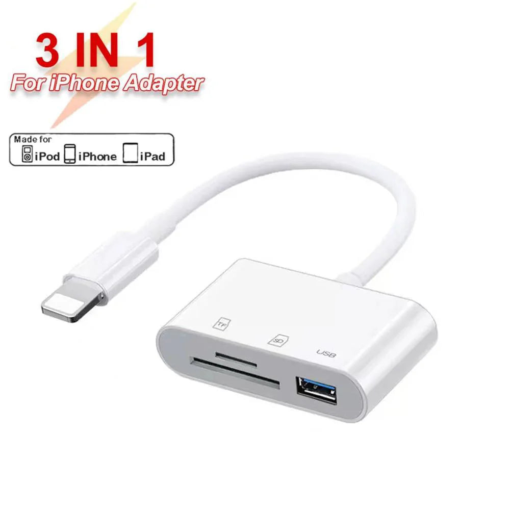 3-in-1 Type-C SD TF Card Adapter USB Camera Reader Compatible with iPad USB Security Keys Card Readers