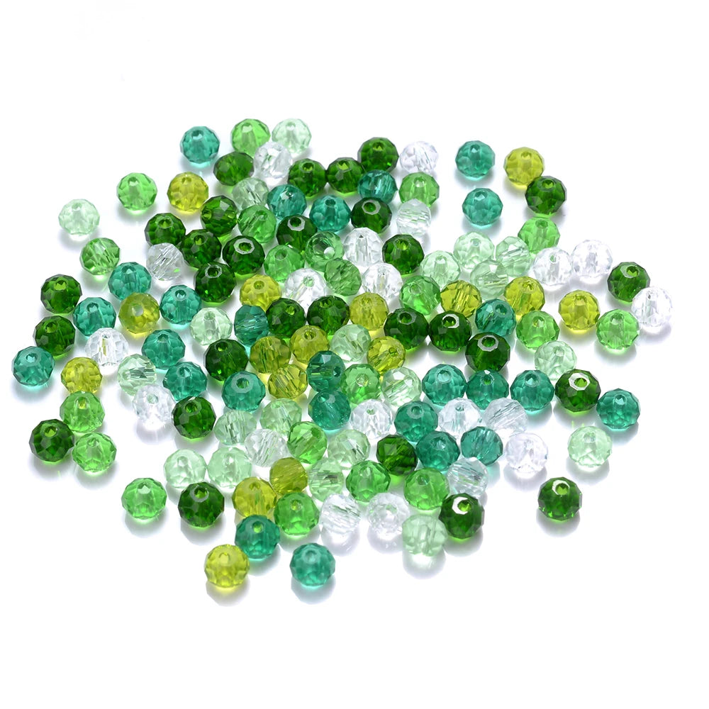 Cicifu Mix Green 3/4/6mm 40/120pcs Rondelle Austria Faceted Crystal Glass Beads Round Loose Beads for Jewelry Making Finding