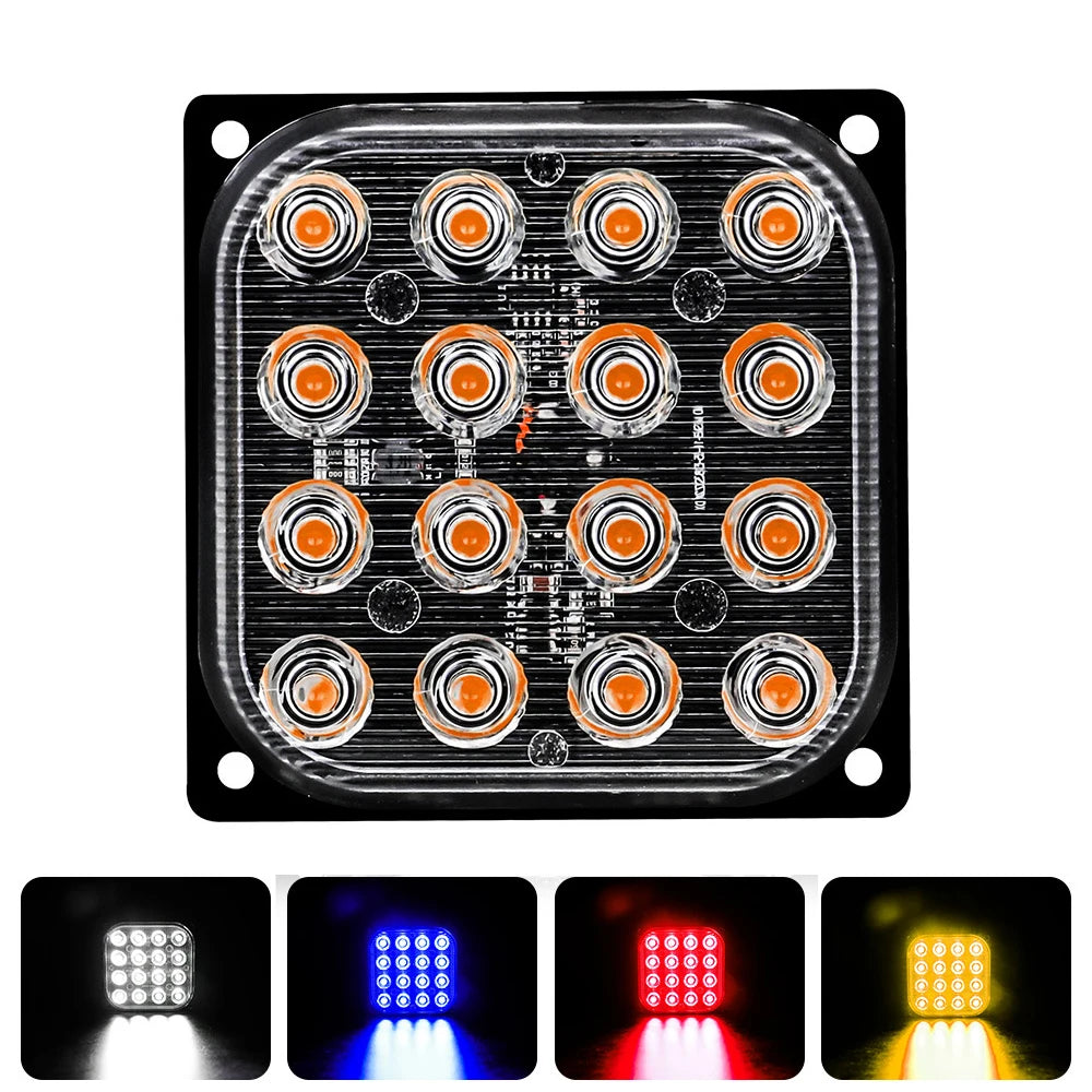 1x Truck 12V 24V 16smd LED Strobe Warning Light Strobe Grille Flashing Lightbar Car Beacon Lamp Amber Yellow White Traffic Light
