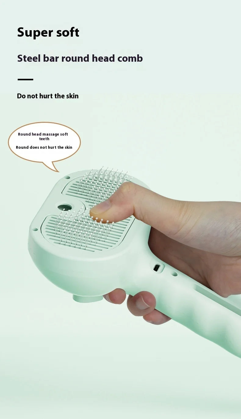 Pet Hair Removal Comb with Water Tank And Release Button Cat Dog Shedding Spray Steam Brush for Grooming