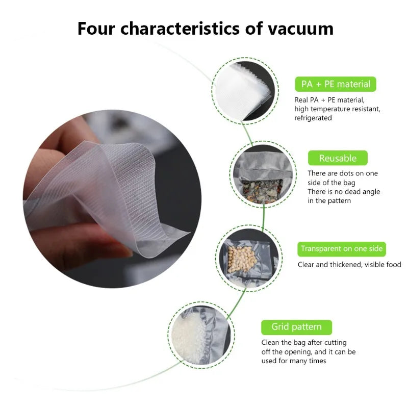 Vacuum Packaging Bags for Food 100pcs Food Storage Vacuum Bags for Vacuum Sealer Machine  Food Fresh Long Keeping Empty Bags