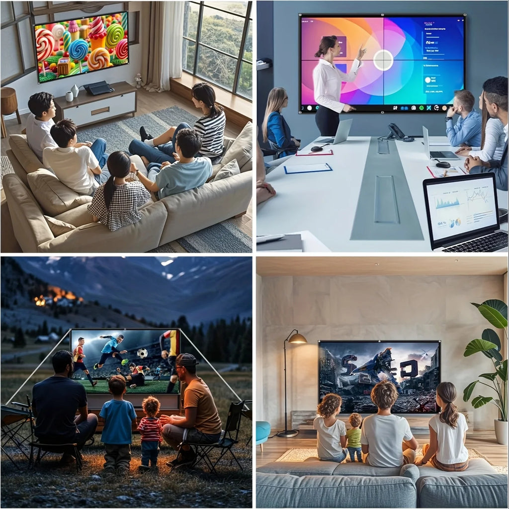 Portable Projector Screen 16:9 Foldable Projection Screens Home Cinema House Indoor Outdoor Theater 4K HD 1080P Anti Light Flat