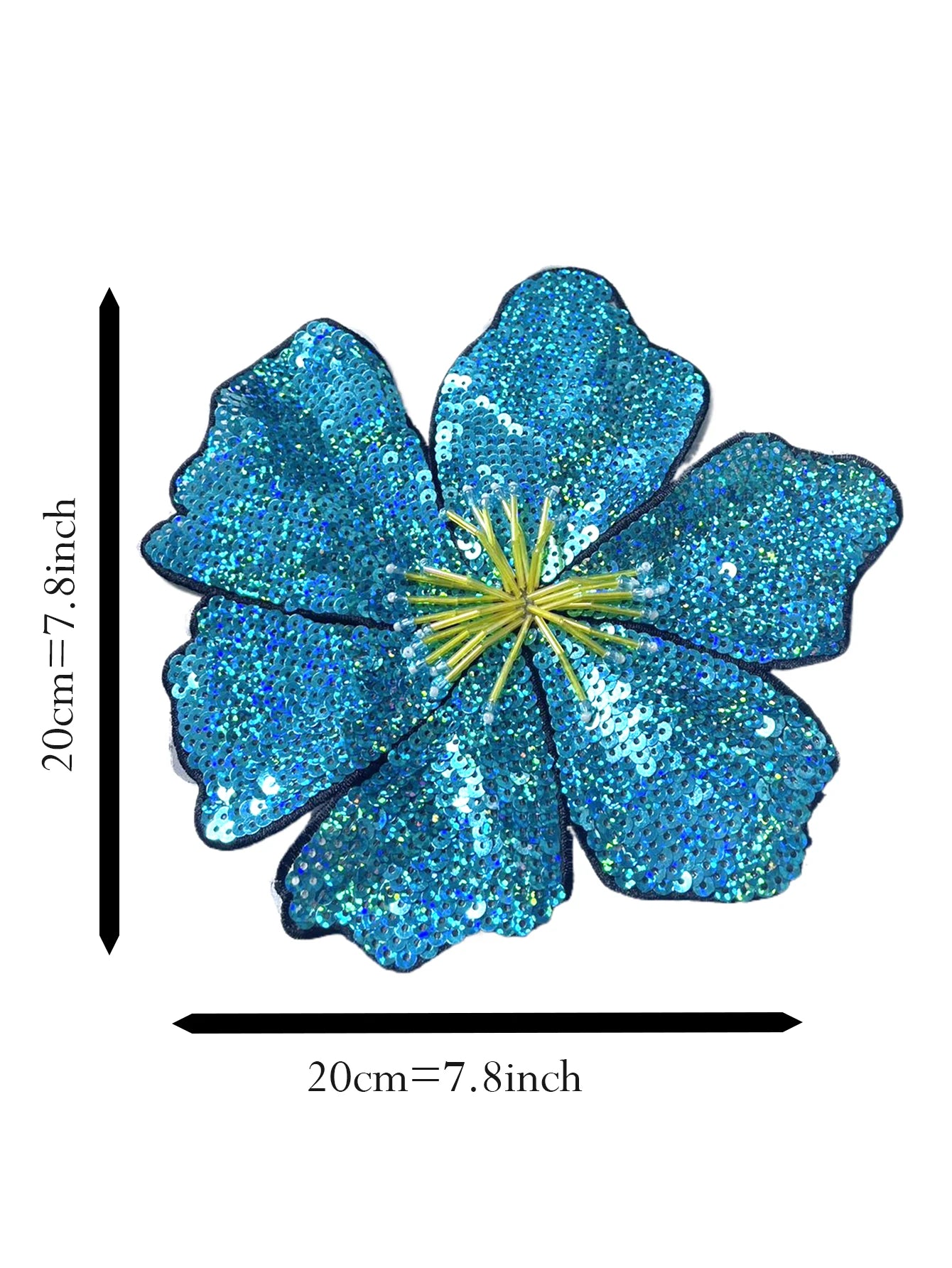 1 Piece 20CM Shining Red Orange Blue Golden Silver Pink Sequins Beads Sew Flower Patch for Evening Dress Swimsuit DIY Applique