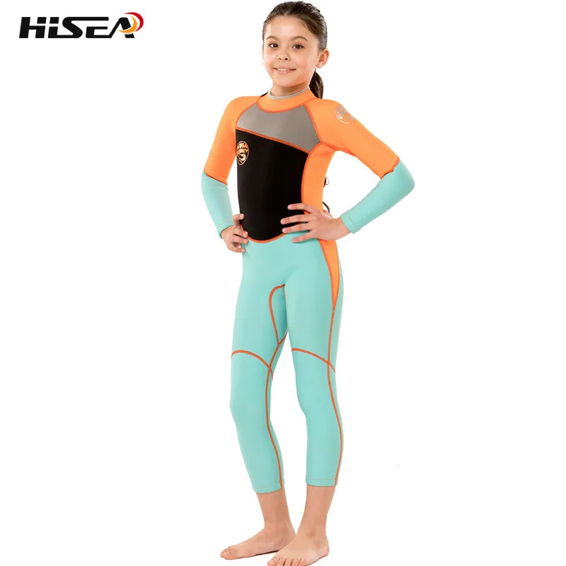 Hisea Childen Wetsuits 2.5mm Neoprene Elastic Swimming Surfing Spearfishing Suit Wetsuit Boys Swimsuit Equipent Diving Equipment