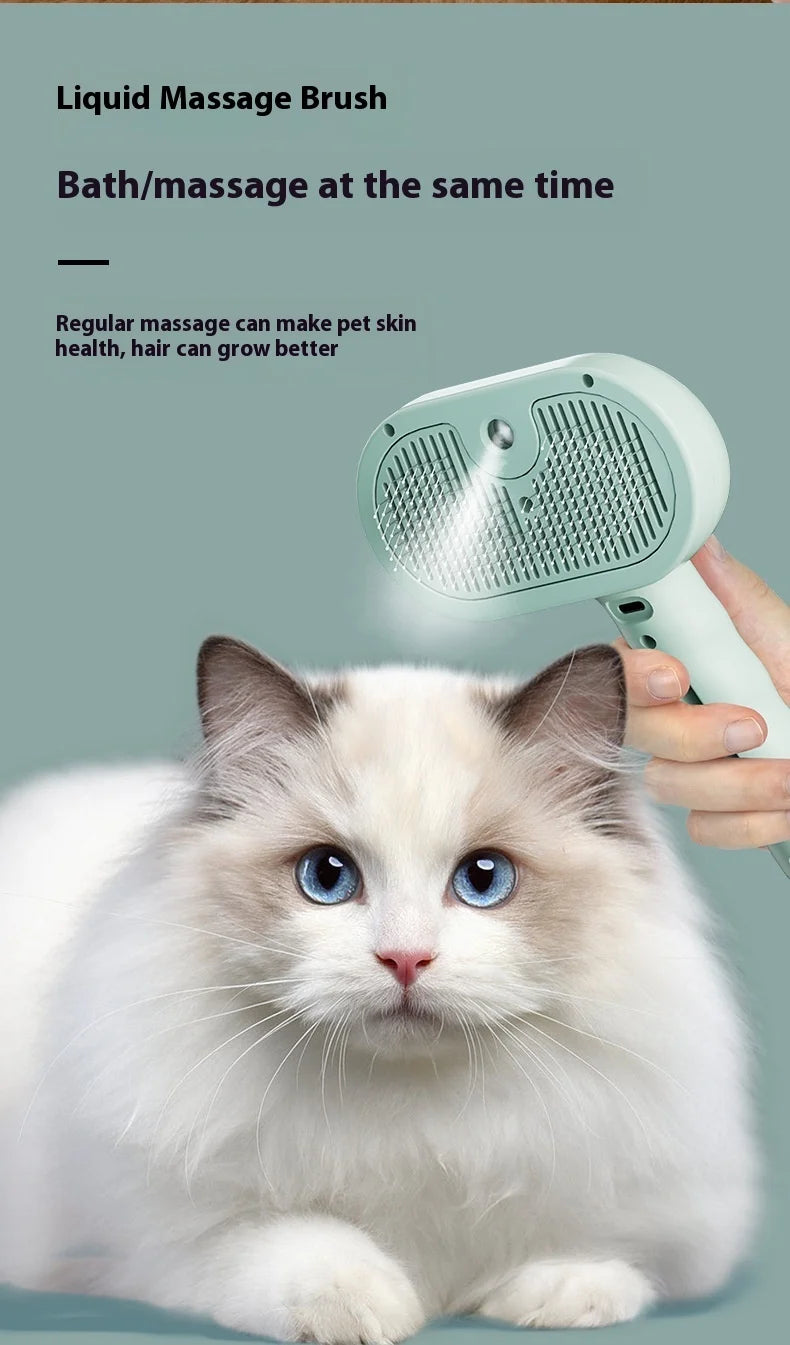 Pet Hair Removal Comb with Water Tank And Release Button Cat Dog Shedding Spray Steam Brush for Grooming