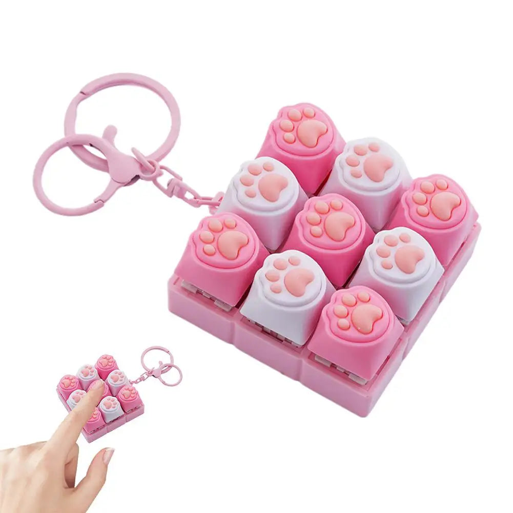Cat Pawl Decompression 9 Keyboard Key Toy For Adults Antistress Toys Boys Girls Anti Stress Finger Keyboard Games Keychain