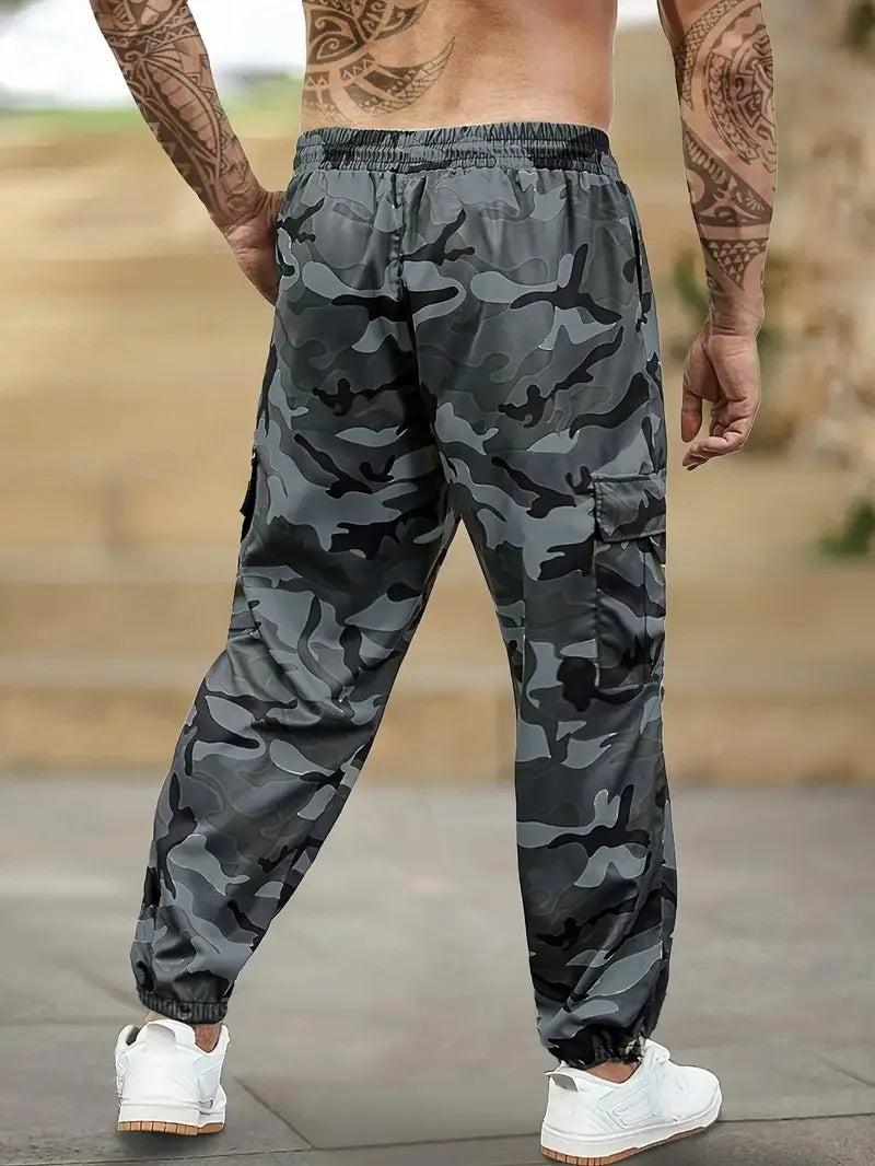 Men's Cargo Pants Multi-Pockets Camouflage Trousers Autumn Lightweight Casual Sweatpants Outdoor Work Hiking Legged Pants Male