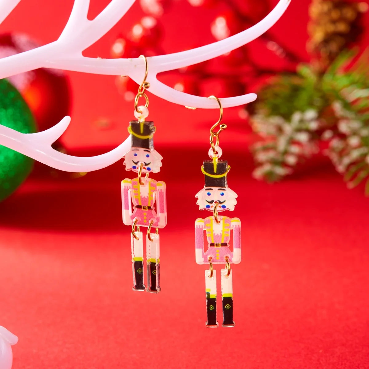 Christmas Acrylic Heart Santa Claus Deer Candy Crutch Xmas Tree Soldier Drop Earrings Cute Holiday Jewelry For Women Men Gifts