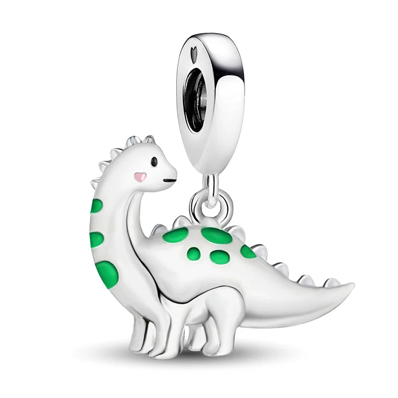 925 Sterling Silver Owl Dinosaur Panda Chameleon Cute Charm Bead Fit Diy Bracelet Bangle Making Gift of High Quality Jewelry