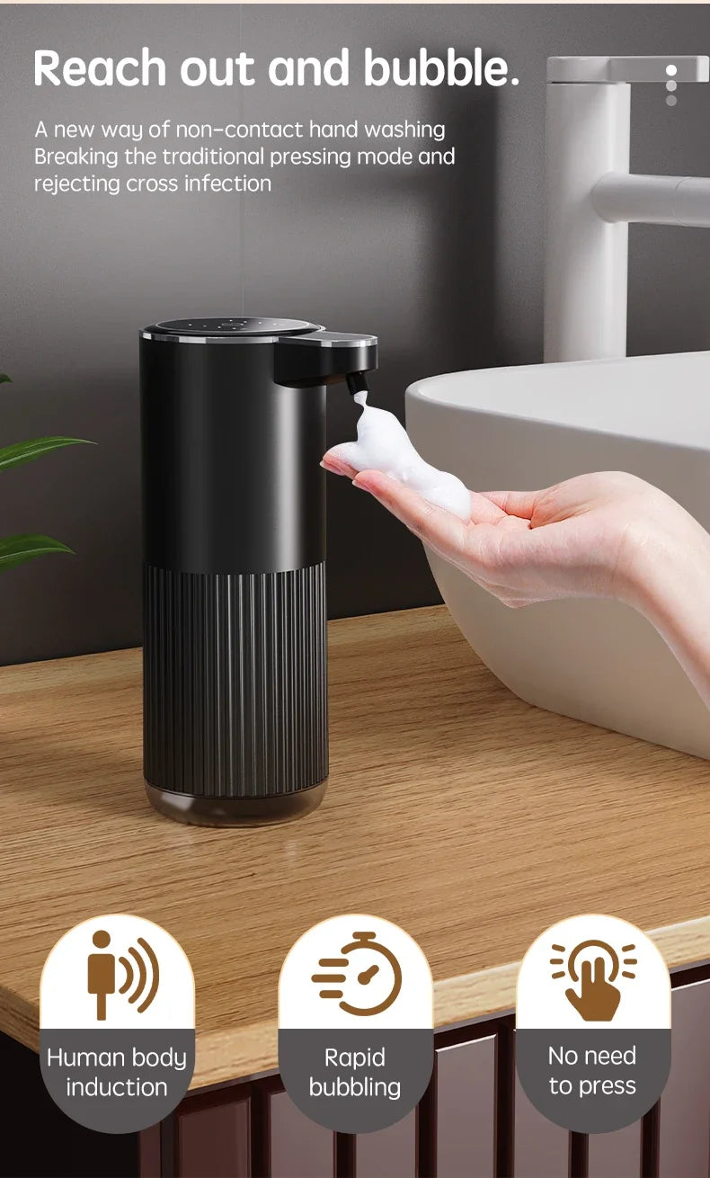 350ml Outomatiese Seepdispenser Raaklose Skuimdispenser 4 Vlak Muurgemonteerde Handevrye Outomaties vir Huis
