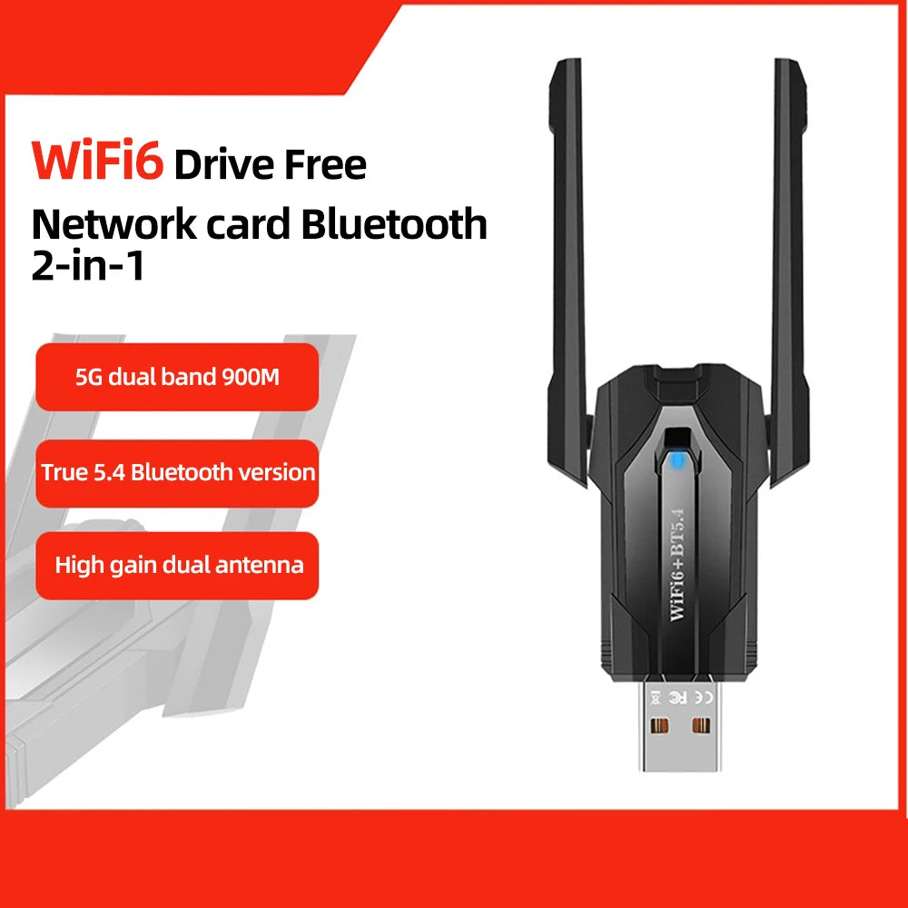 AX900 WiFi 6 USB Adapter Bluetooth 5.4 Dual Band 2.4G 5G Antennen WiFi6 USB Netzwerkempfänger Dongle Treiberfrei Win 10/11 für PC