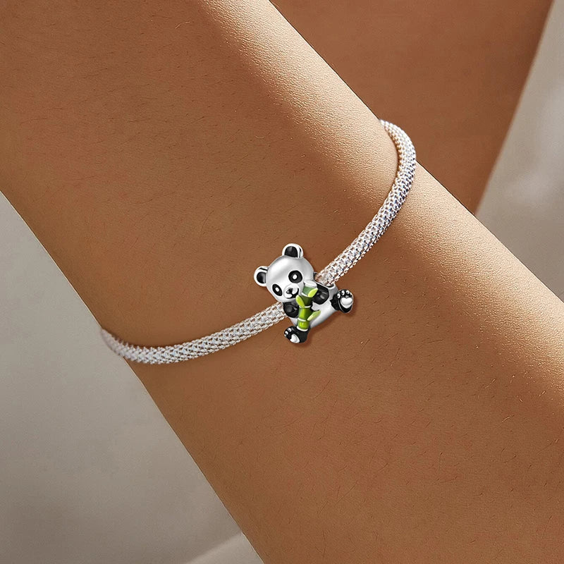 925 Sterling Silver Owl Dinosaur Panda Chameleon Cute Charm Bead Fit Diy Bracelet Bangle Making Gift of High Quality Jewelry
