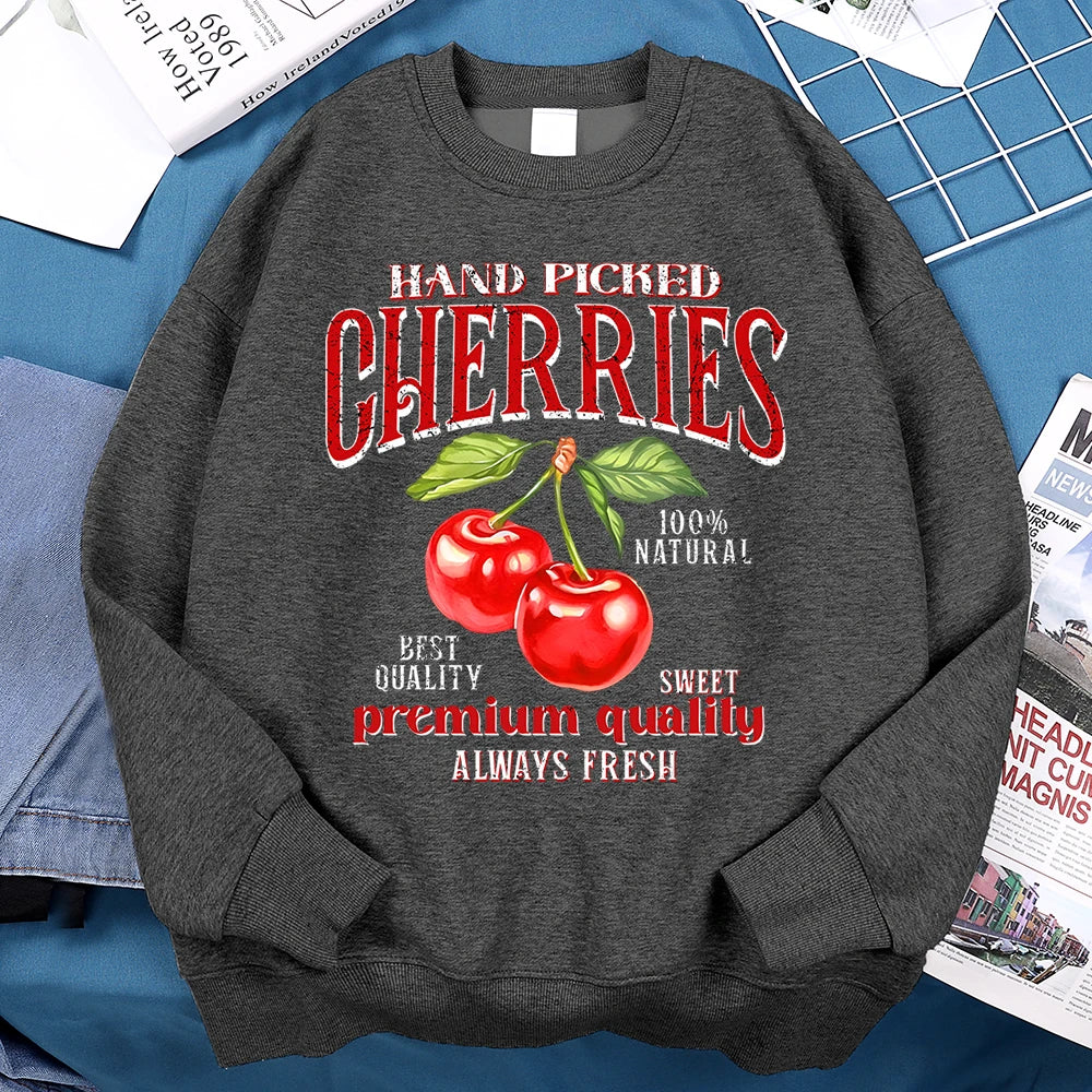 Hand Picked Cherries Premium Quality Hoodies Mens Harajuku Loose Hoody Oversize Loose Clothes Fashion Fitness Sweatshirt Women