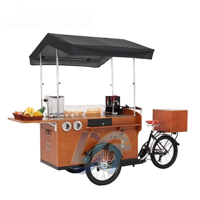 Coffee Bike Electric Mobile Coffee Bike Electric Tricycle Coffee 3-Wheel Business Bicycle Tricycle Fast Food Cart Food Bike
