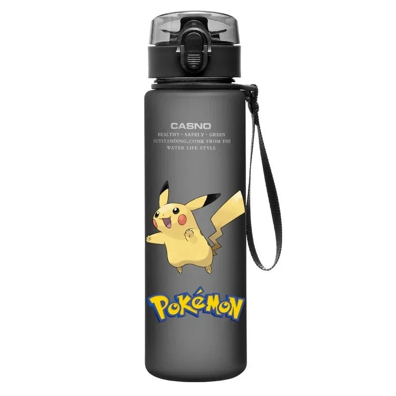 560ML Pokemon Water Cup Pikachu Mewtwo Gengar Portable Plastic Cartoon Outdoor Sports Large Capacity Travel Hiking Water Bottle