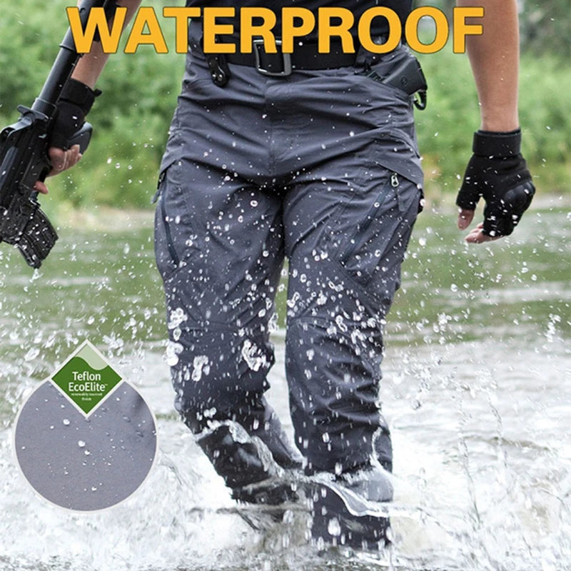 Military Tactical Pants Cargo Men Waterproof Trousers Casual Pants Wear-resistant Multi-pocket Outdoor Hiking Work Trousers Male