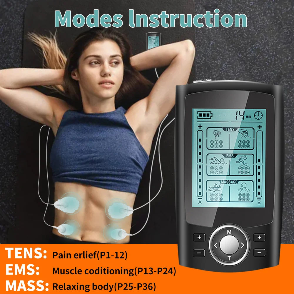 Tens Massager Electric Muscle Stimulator 36-Mode EMS Acupuncture Body Massage Therapy Electrostimulator Slimming Machine