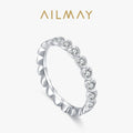 Ailmay Outentieke 925 Sterling Silwer Blink Deursigtige Sirkoon Romantiese Hart Stapelbare Vingerrring Vir Vroue Trou Verloof Juweliersware