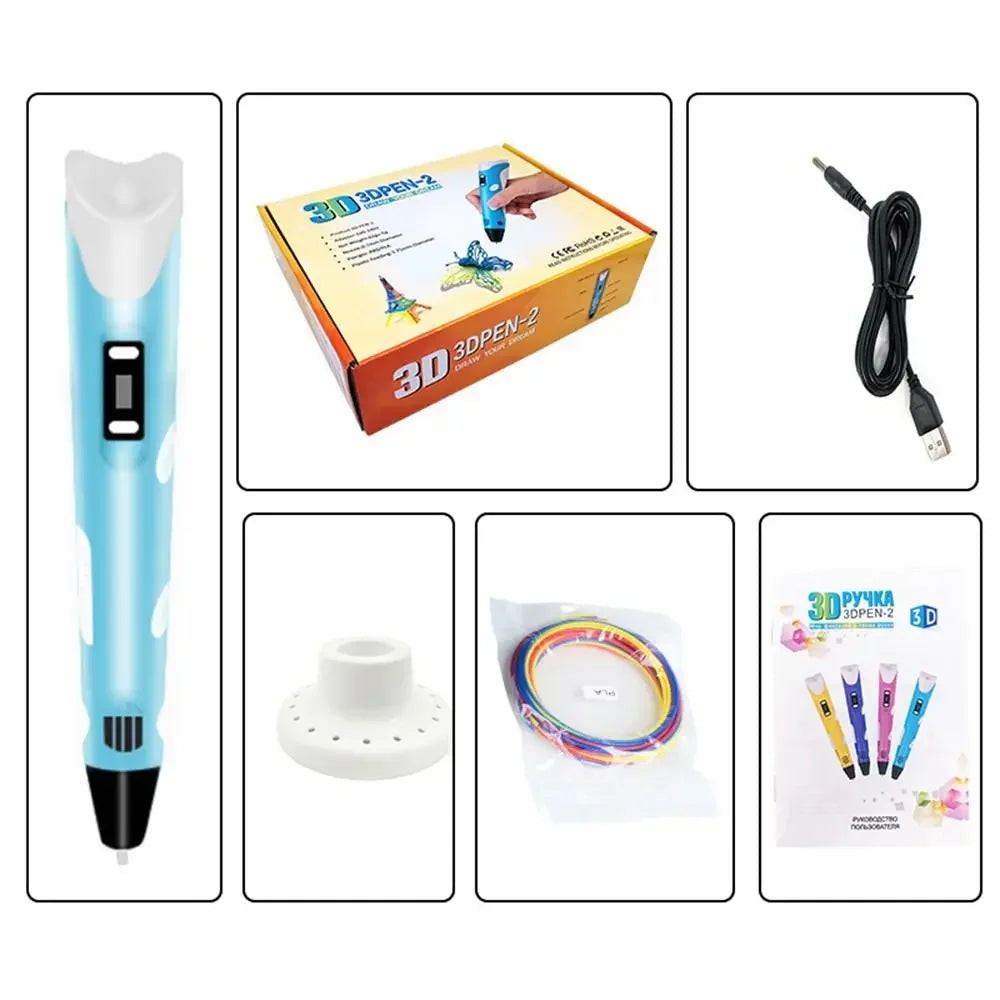 3D Printing Pen Arts Printer Set PLA Filament Drawing Print For Kids Adult Creative Toy Gift 36M PLA Filaments +USB 3D Pens