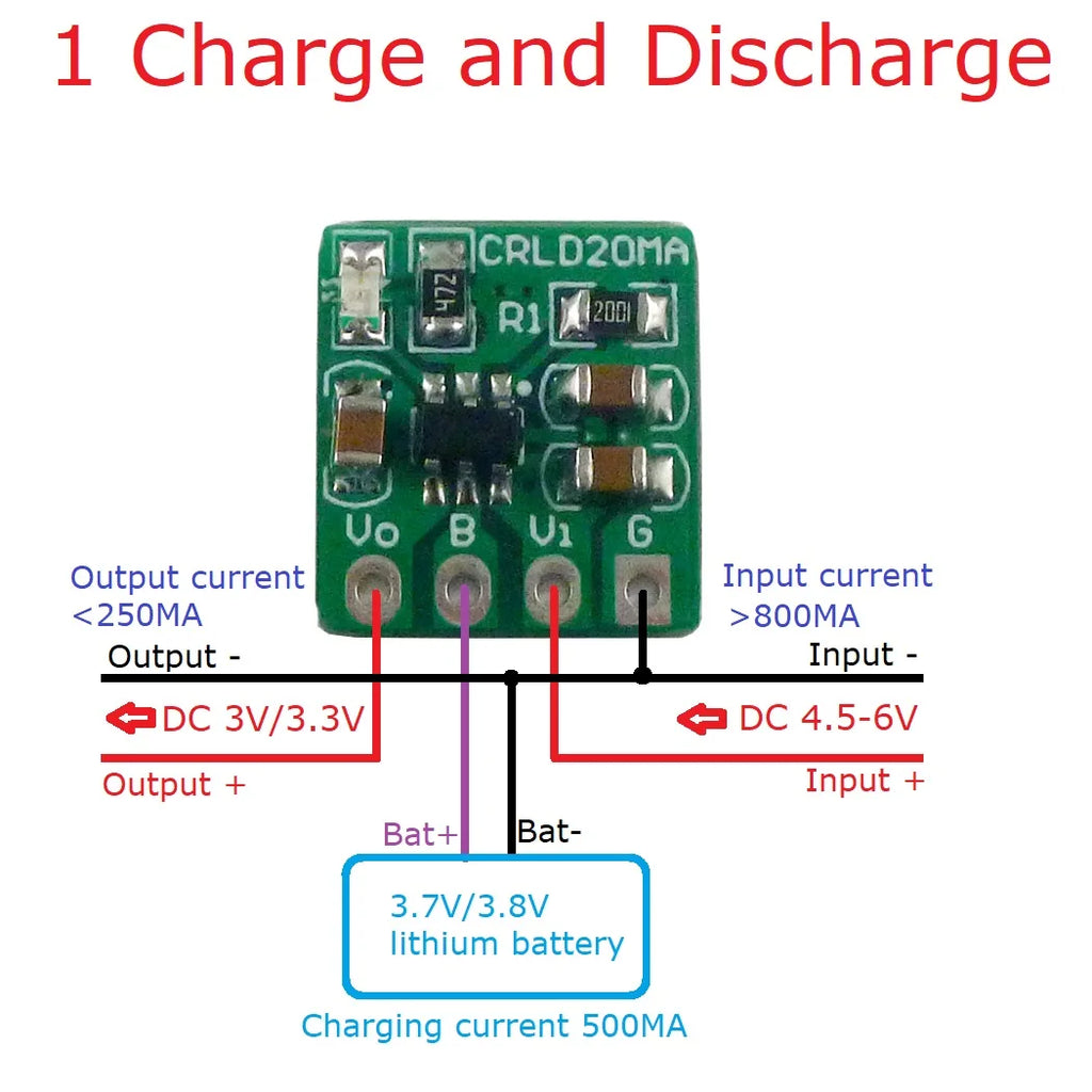 Mini 2-in-1 Battery Charger for 3.7V/3.8V Li-Ion and Li-Polymer Batteries with DC Converter Module
