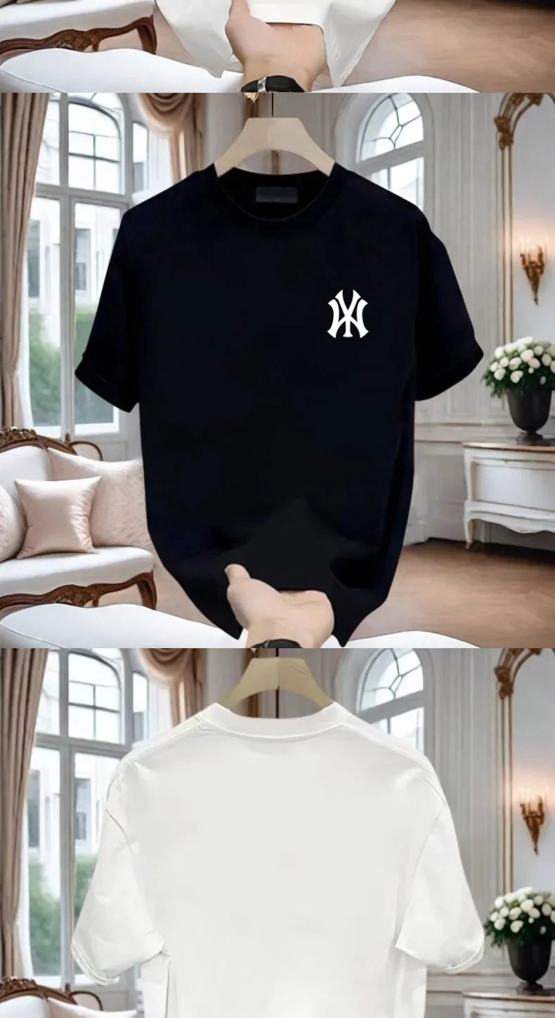New 2026 Men's Pure Cotton Short Sleeve T-Shirt Fashionable Summer Thin Breathable Comfortable Casual Top for Men And Women