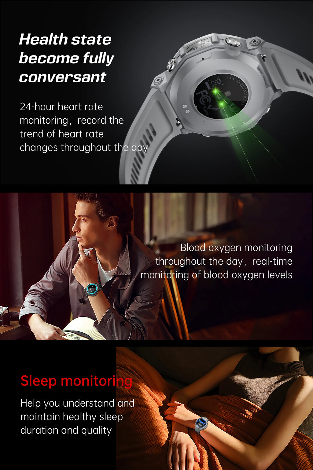 Smartwatch for iPhone Andriod,wireless call dialing,sports mode,incoming call and message push,fitness tracker,health monitoring