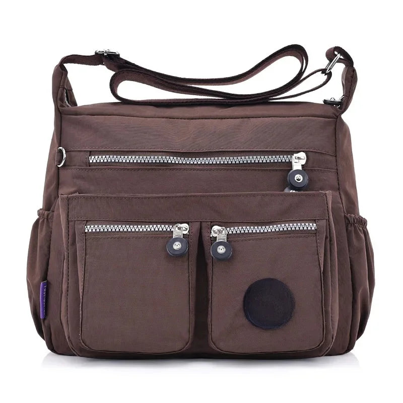 Versatile Waterproof Nylon Single Shoulder Bag for Women Lightweight Travel Crossbody Bag with Internal Zipper And Polyester Lin