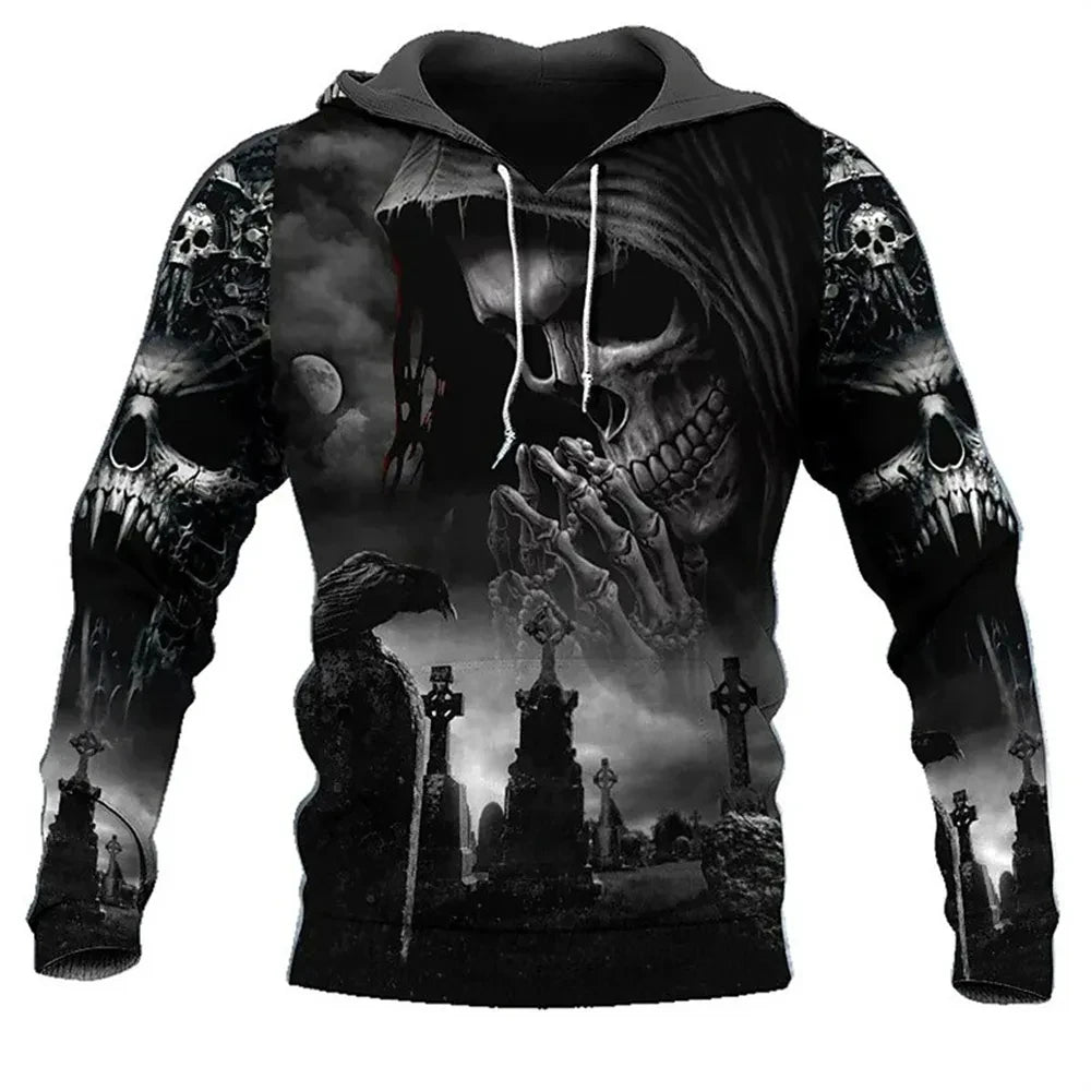 Vintage Skull 3D Print Hoodie Men/Women Casual Fashion Hoodies 2026 Pullover Sweatshirts Oversized Unisex Men Coat