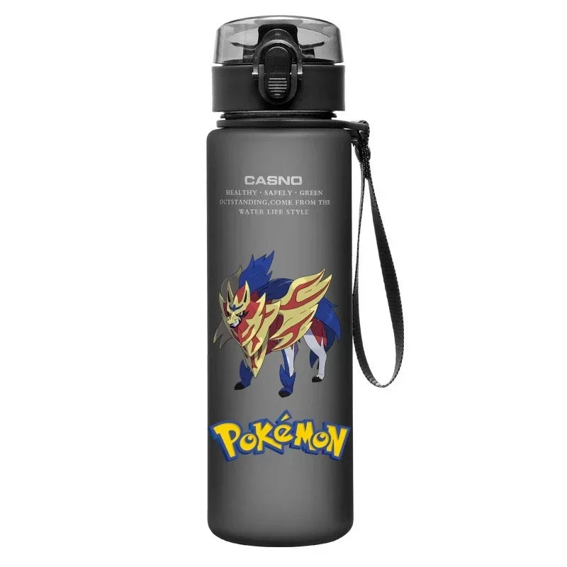 560ML Pokemon Water Cup Pikachu Mewtwo Gengar Portable Plastic Cartoon Outdoor Sports Large Capacity Travel Hiking Water Bottle