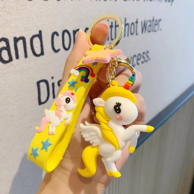 Cartoon Rainbow Horse Key Ring Cute Unicorn Car Keychain Pendant Fashion Creative Trend Bag Pendant Gift Key RingGiftAccessories