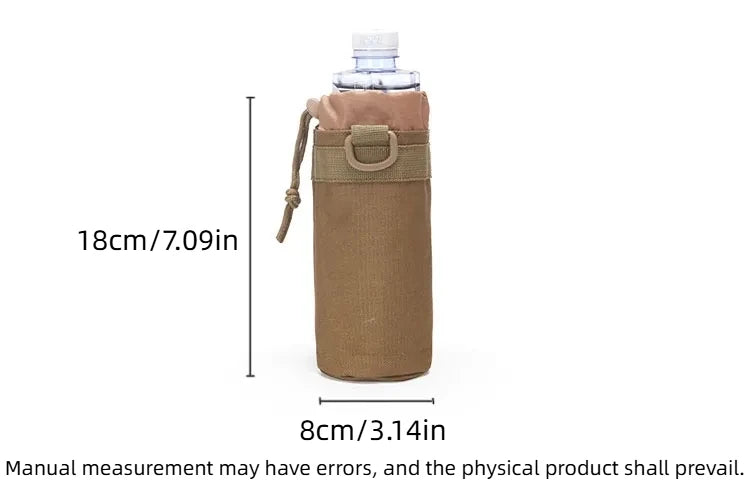 Tactical MOLLE Water Bottle Pouch, 1000D Nylon Hydration Carrier with Adjustable Drawstring for Hunting Hiking Camping Cycling
