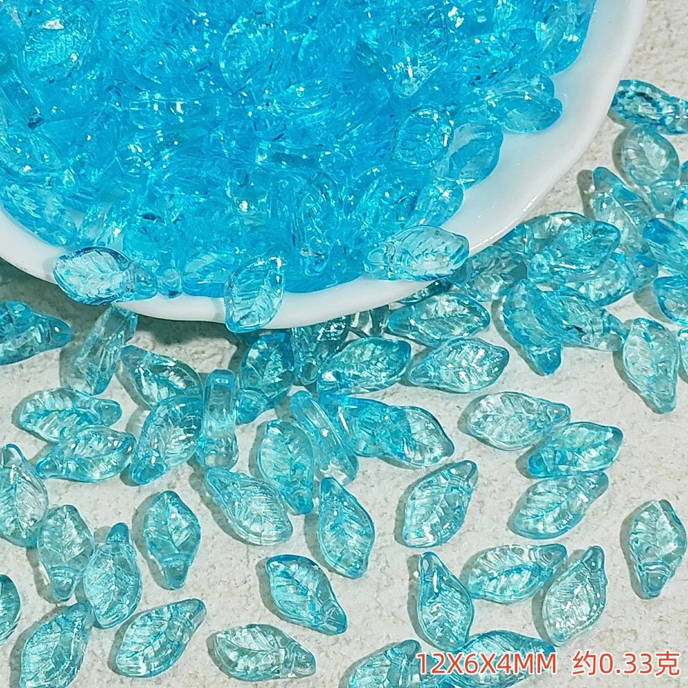 New 30pcs12x6mm Cute Grape Leaf Shaped Glass Beads Loose Spacer Beads For Jewelry Making Handmade Crafts Diy Bracelet Necklace