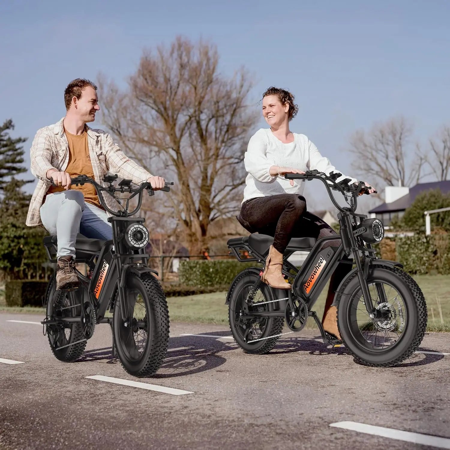 AOVOPRO AOVOWHEEL AP20(AW2PRO) Electric Bike 1500W 20" Fat Tire 31mph Top Speed 70 Miles Range for Road Sand Mountain Snow Electric Motorcycle