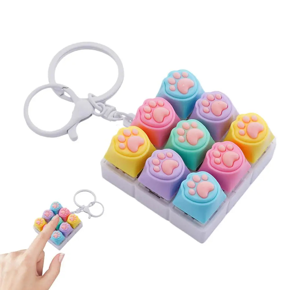 Cat Pawl Decompression 9 Keyboard Key Toy For Adults Antistress Toys Boys Girls Anti Stress Finger Keyboard Games Keychain