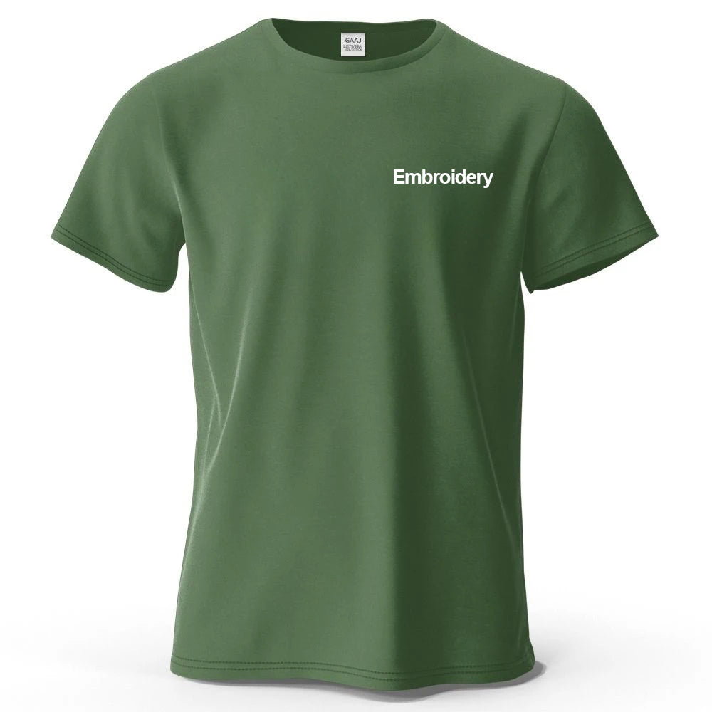 Custom Embroidery T Shirt Premium 100% Cotton T shirt Diy Your Own Design Brand Company Team Pet Animal Logo Men Women Tee Tops