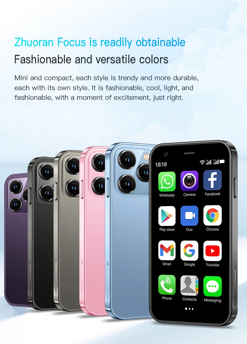 SERVO Mini Smartphone 3.0" Display 2GB+16GB 3G WCDMA Facial Recognition WiFi GPS Play Store Android Smart Phone Dual SIM Standby