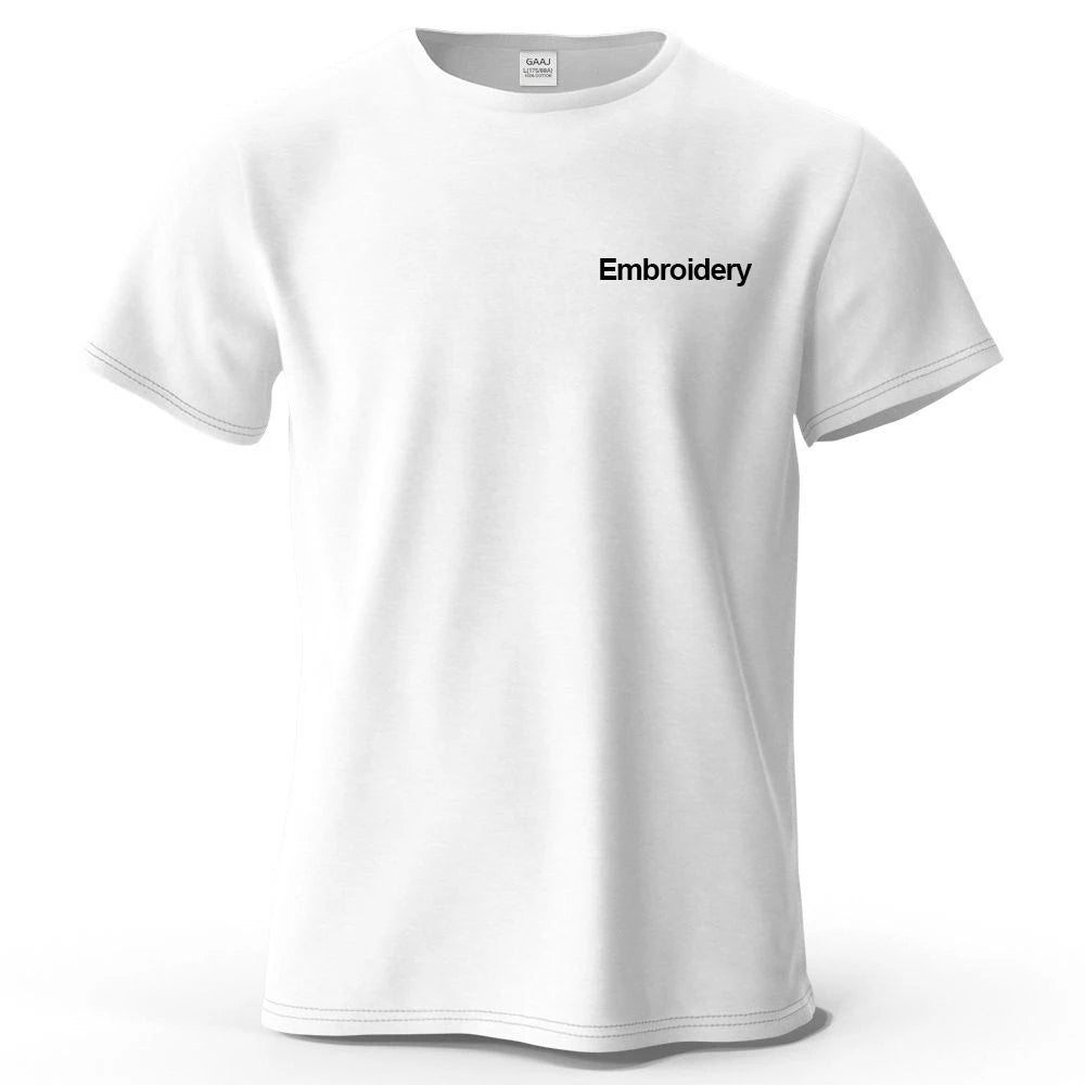 Custom Embroidery T Shirt Premium 100% Cotton T shirt Diy Your Own Design Brand Company Team Pet Animal Logo Men Women Tee Tops