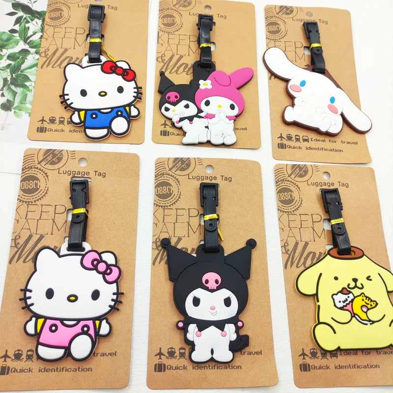 KUROMI Cinnamoroll Luggage Label Travel Luggage Tag Hello Kitty Suitcase ID Address Holder Baggage Boarding Portable Ticket