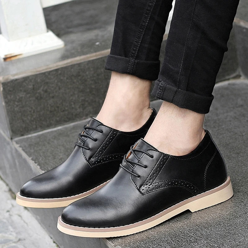 Elevator Shoes Men Genuine Leather Shoes Wedding Business Shoes 6CM Height Increasing Lift Shoes Invisible Heighten Footwear