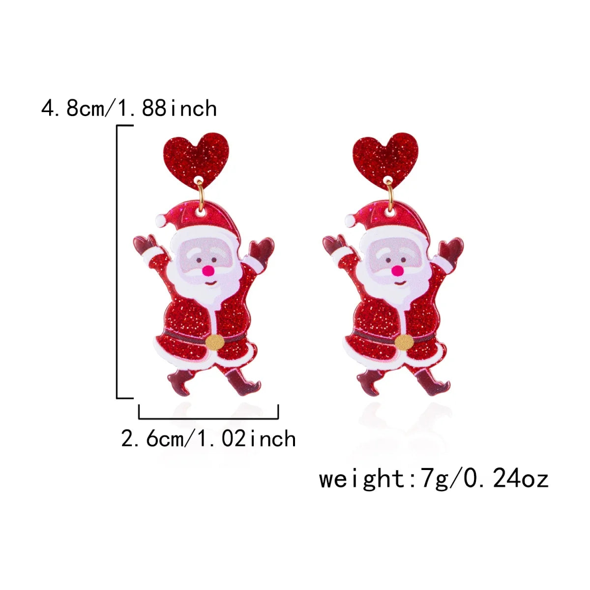 Christmas Acrylic Heart Santa Claus Deer Candy Crutch Xmas Tree Soldier Drop Earrings Cute Holiday Jewelry For Women Men Gifts